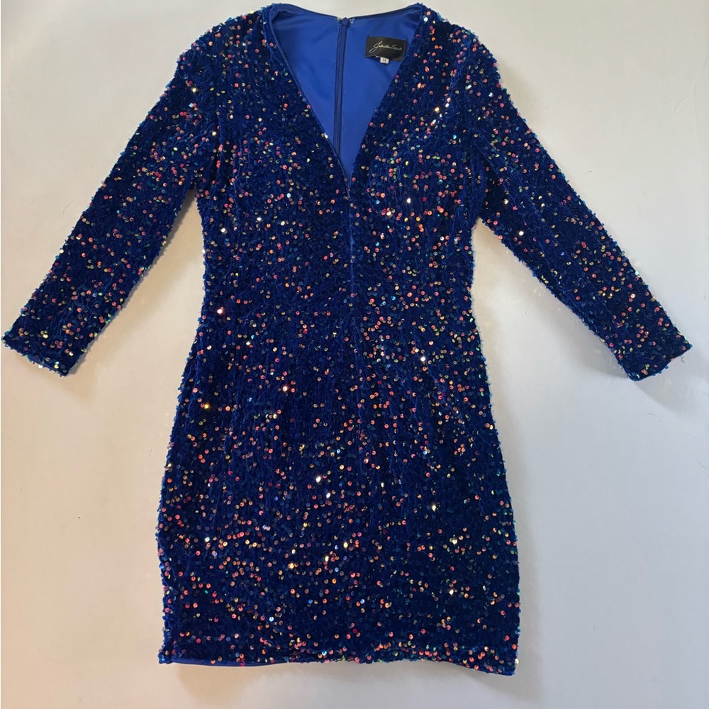 Elegant Blue Sequin Prom Dress